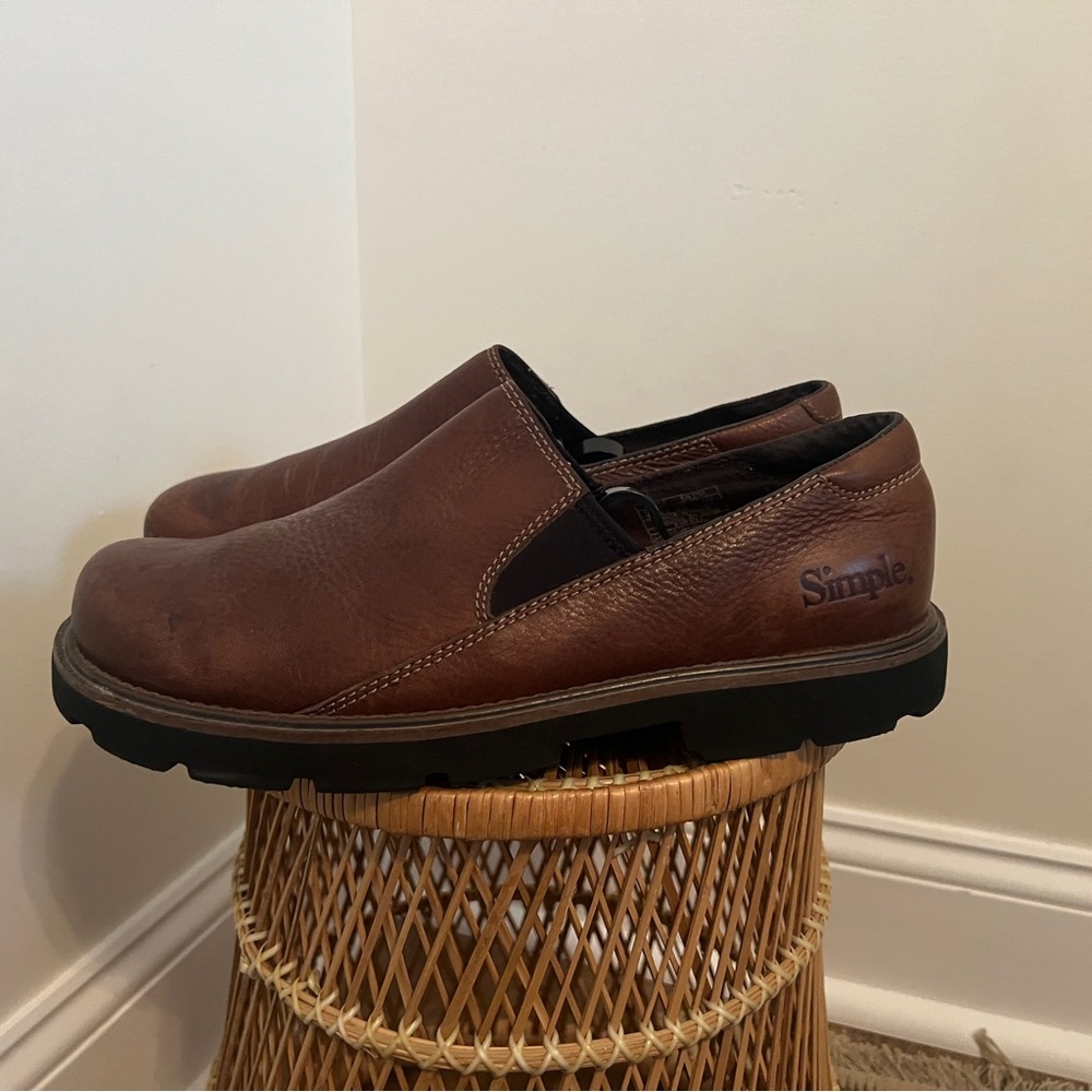 Simple Brown Leather Shoes 10.5 Y2K Vintage Slip On Loafer